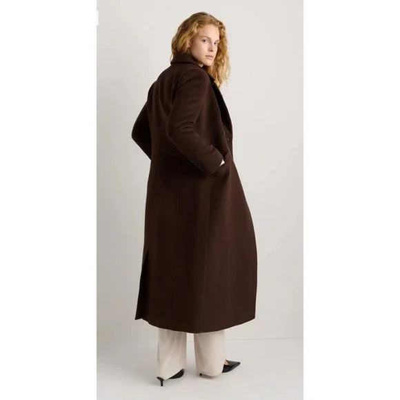 Quince Wool Cashmere Tailored Long Coat S Dark Chocolate NWOT - Picture 2 of 8